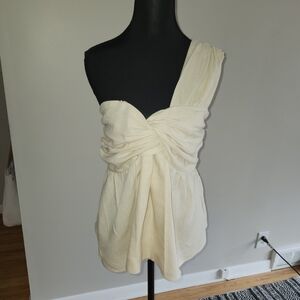 NWT INC International Concepts Cream One-Shoulder Blouse